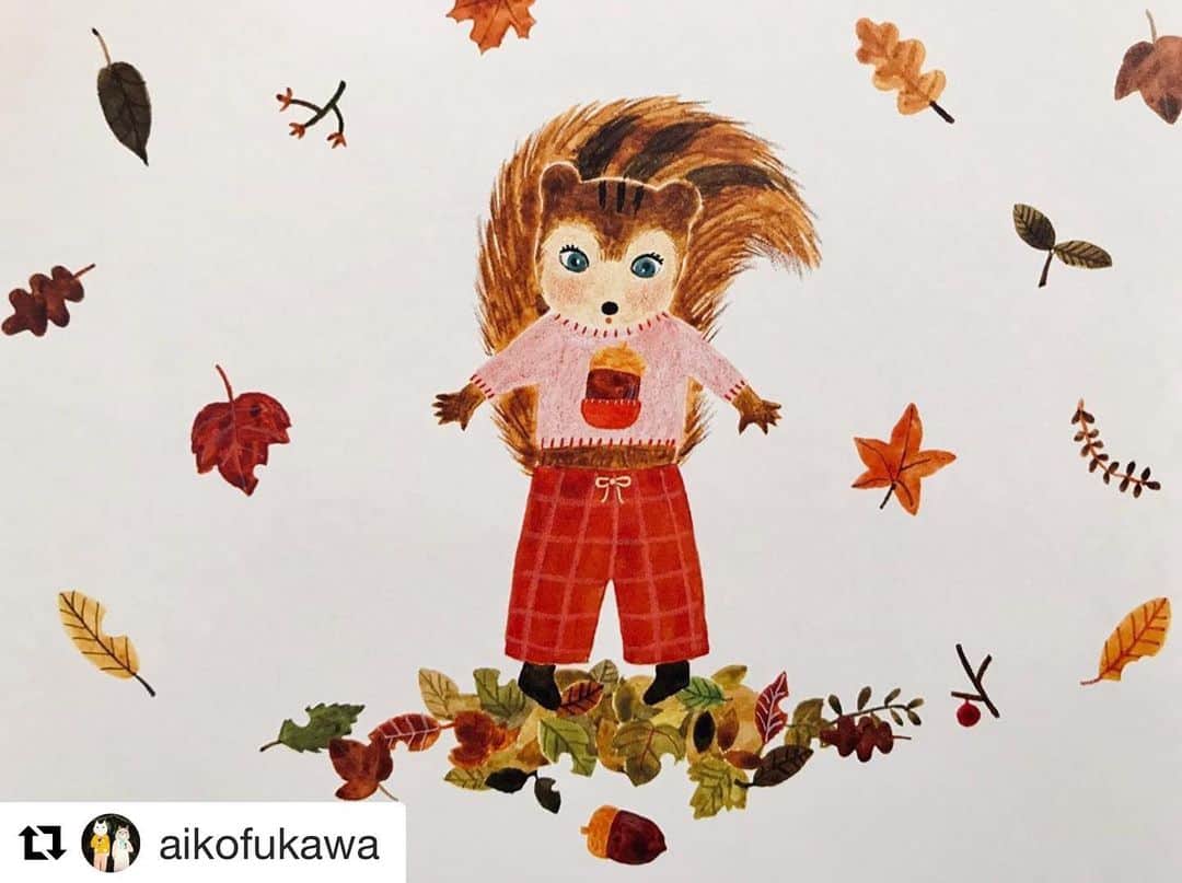 ブロンズ新社さんのインスタグラム写真 - (ブロンズ新社Instagram)「『あきのセーターをつくりに』は今年秋発売です🍁『はるのワンピースをつくりに』の、うさぎのさきちゃんも登場しますよ🐰 お楽しみに✨  #Repost @aikofukawa ・・・ 「あきのセーターをつくりに」石井睦美さん/文、布川愛子/絵、ブロンズ新社からこの秋発売の予定です🌰🐿 おかげさまで「はるのワンピースに」に続くシリーズ第二弾です。フワフワしっぽのちいさなリスのすりちゃんが登場します。  涼しい秋が待ち遠しい🍠  #はるのワンピースをつくりに #あきのセーターをつくりに #絵本 #childrenspicturebooks #aikofukawa #布川愛子  この一年くらい絵本絵本の毎日のなか、編集さん、石井さんが書かれた物語、待ってくださっている書店員さん、新しい画材との出会い、早寝早起き…色々な存在に助けて貰いました🙏🙏ありがとうございます🙏✨」8月2日 17時24分 - bronzeshinsha
