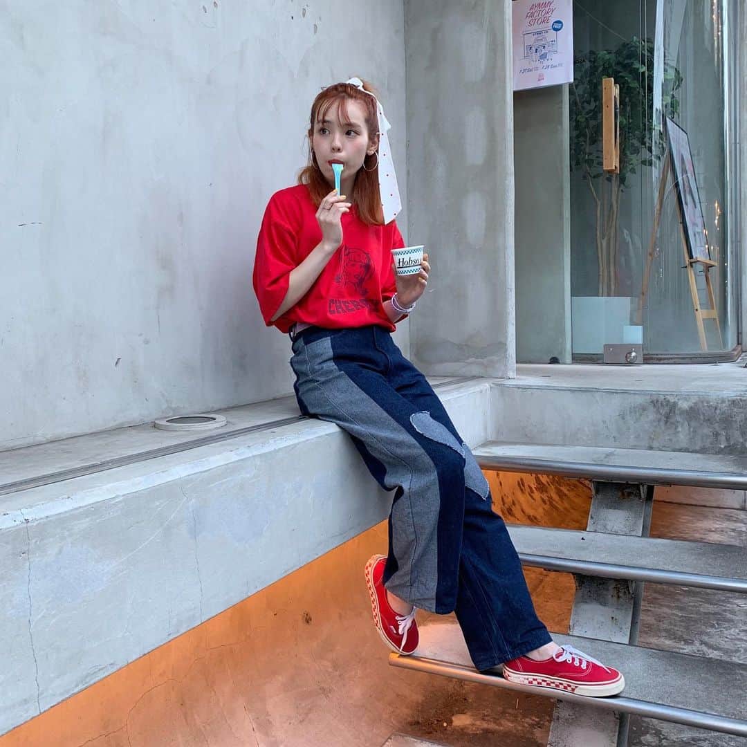Aymmy in the batty girlsのインスタグラム：「【SUMMER SALE】 ﻿ ﻿ ◽︎AYMMY CHERRY TEE﻿ RED/GREEN/WHITE﻿ S/M﻿ ¥5,400(taxin)→¥3,240(taxin)﻿ ﻿ #aymmy #aymmyinthebattygirls #coordinate﻿ #エイミー #原宿 #Tシャツ」