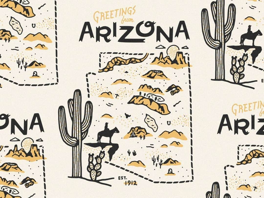 Dribbbleさんのインスタグラム写真 - (DribbbleInstagram)「I hear it gets warm there. Arizona Map by Mark Johnston. Click the link in our bio to see more and follow this designer on Dribbble. ⠀ ⠀ #dribbble #dribbblers #design #illustration #lettering #letterpress」8月2日 12時30分 - dribbble