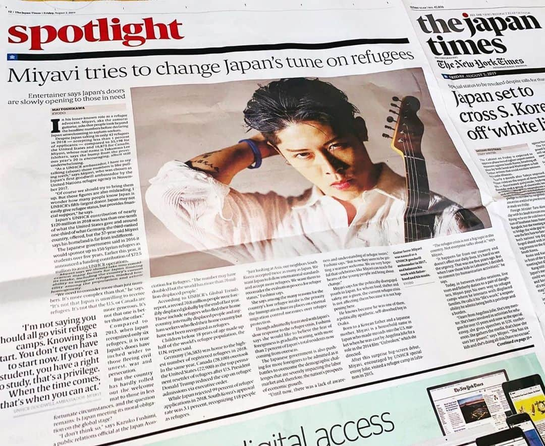 雅-MIYAVI-さんのインスタグラム写真 - (雅-MIYAVI-Instagram)「‼️‼️🙌🏻📰 #Repost @miyavi_staff 本日発売の @thejapantimes に@miyavi_ishihara の記事が掲載！！ Article available also online on @kyodonews @japantodaynews ． 【リリース情報】 MIYAVI NEW ALBUM 💿 NO SLEEP TILL TOKYO 7.24 Release⬇️⬇️ https://umj.lnk.to/miyavi_nsttPR ． 【ライブ情報】 MIYAVI North America Tour 2019 “NO SLEEP TILL TOKYO” . 8/03 - Tucson | El Rialto Theatre 8/05 - Dallas | Trees 8/06 - Houston | Scout Bar 8/07 - Austin | Come and Take It Live 8/09 - Mexico City | Sala Puebla 8/11 - San Antonio | Vibes Event Center 8/13 - Chicago | House of Blues 8/15 - Detroit | El Club  8/16 - Toronto | Queen Elizabeth Theatre 8/17 - Montreal | Otakuthon Festival 8/19 - New York | Sony Music Hall  8/20 - Philadelphia | Theatre of Living Arts 8/22 - Washington D.C. | The State Theatre 8/24 - Atlanta | The Masquerade ． MIYAVI “NO SLEEP TILL TOKYO” World Tour 2019 . October: EUROPE November: ASIA December: JAPAN ． MYV CREW Exclusive MIYAVI Birthday Live 2019 ． 9月15日(日) 恵比寿 LIQUIDROOM . Birthday Live 2019  チケット先行に間に合う！！ MIYAVI ファンクラブ ”MYV CREW” 2019年度会員受付中！！ MIYAVI Fan Club“ MYV CREW” 2019 Membership Admission and Renewal Information  ご入会方法は⬇️ http://myv382tokyo.com/myvcrew/about.html ． ． #MIYAVI #NoSleepTillTokyo #NSTT #UnderTheSameSky #DAOKO #千客万来 #SenkyakuBanrai #Diner #ninagawamika #蜷川実花 #MYVCREW #NorthAmerica #USA #CANADA #MEXICO #EUROPE #ASIA #JAPAN #live」8月2日 13時50分 - miyavi_ishihara