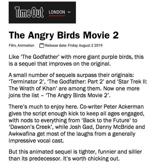 ジョシュ・ギャッドさんのインスタグラム写真 - (ジョシュ・ギャッドInstagram)「In ONE week, go see “The Godfather 2” of Angry Birds films. #angrybirdsmovie2」8月2日 15時49分 - joshgad