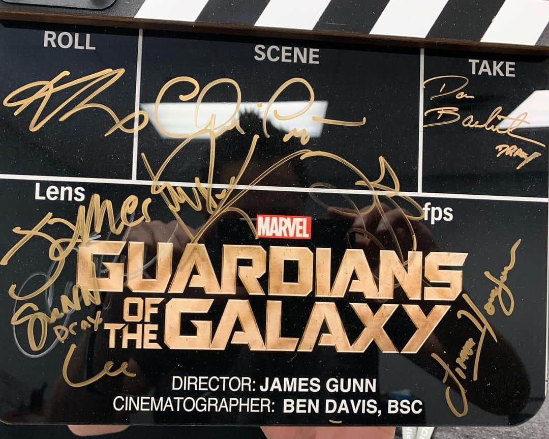 ジェームズ・ガンさんのインスタグラム写真 - (ジェームズ・ガンInstagram)「Hey @davebautista I was asked to sign these slates for @marvelstudios and decided to steal part of your signature.」8月3日 2時14分 - jamesgunn