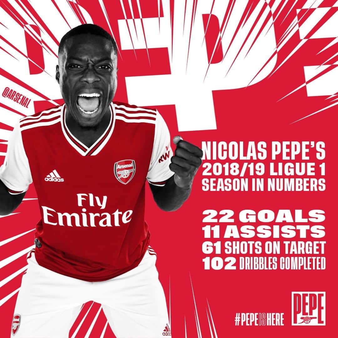 アーセナルFCさんのインスタグラム写真 - (アーセナルFCInstagram)「Those Pepe numbers 🔢 ⁠ ⁠ #Arsenal #Pepe #AFC #PepeIsHere #Gunners」8月2日 19時30分 - arsenal