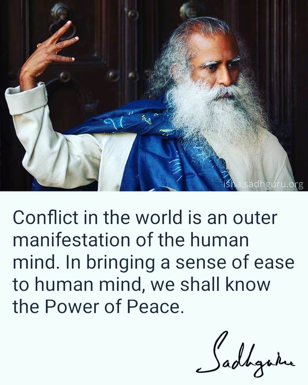 福田洋さんのインスタグラム写真 - (福田洋Instagram)「世界での対立は人間の心の外的な表れです。 人間の心に安らぎの感覚をもたらすことで、私たちは平和の力を知るでしょう。  #PeaceDay #SadhguruQuotes #sadhguru #ishafoundation」8月2日 21時11分 - trans_am_hiroshi