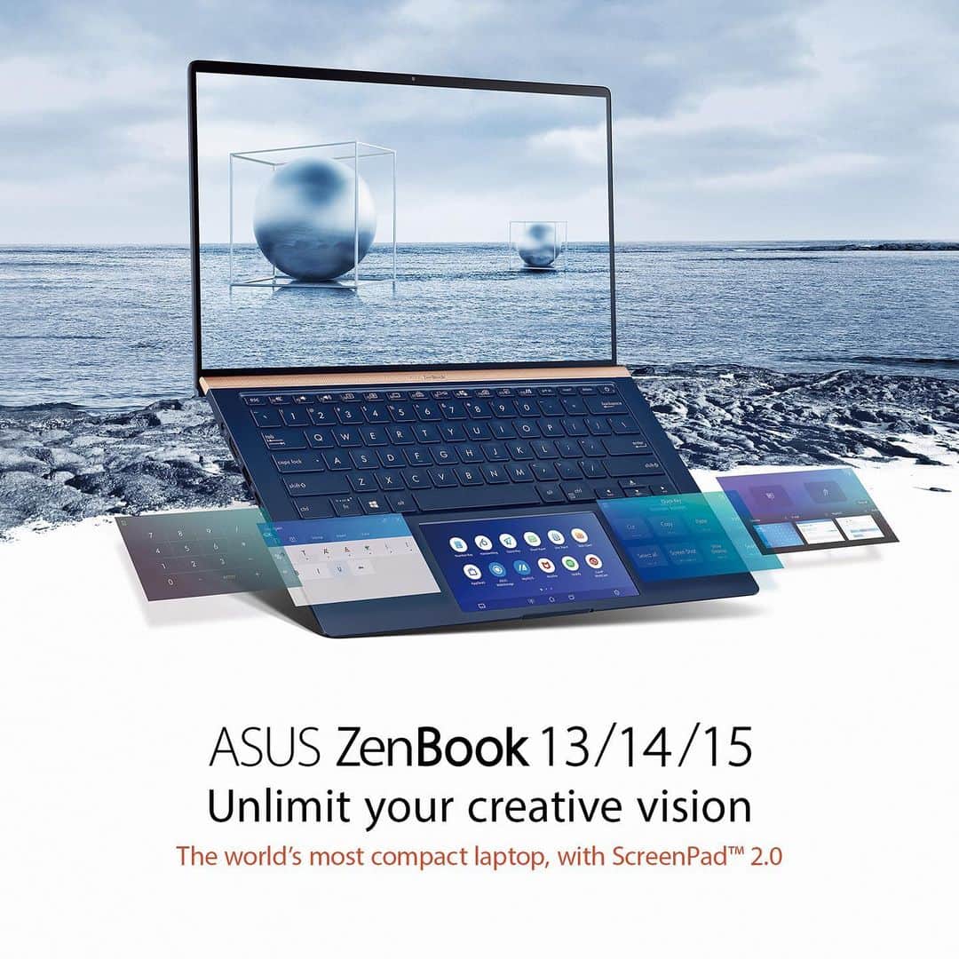 ASUSさんのインスタグラム写真 - (ASUSInstagram)「The new and compact #ZenBook 13/14/15 features the breathtaking frameless NanoEdge and the revolutionary ScreenPad™ 2.0 to give your freedom to discover endless possibilities.」8月2日 21時31分 - asus