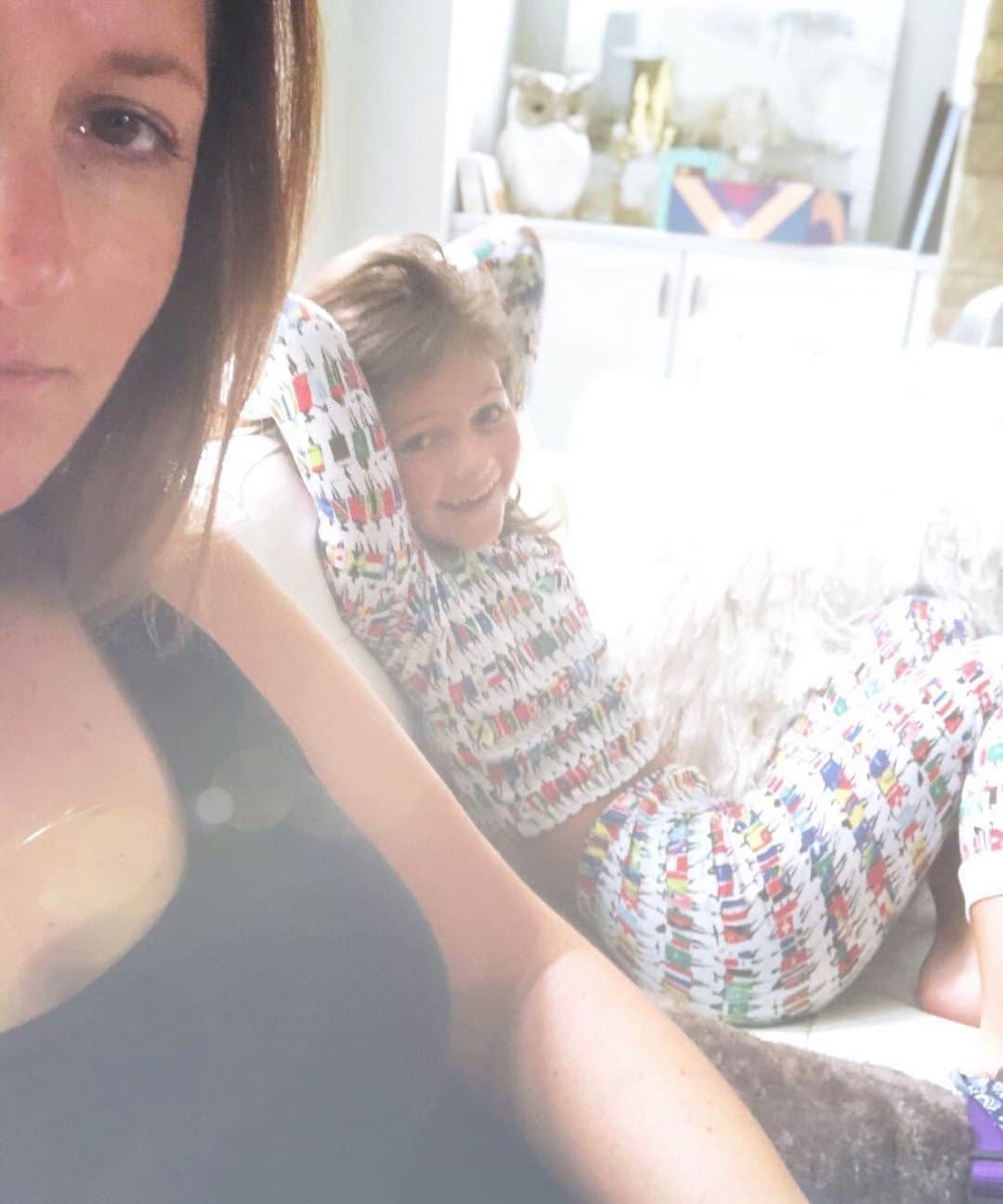 Angie Keiserのインスタグラム：「She outgrew her pajamas overnight. Thinks it’s hilarious. Joke’s on her because I’m not buying her anymore until she stops growing.」