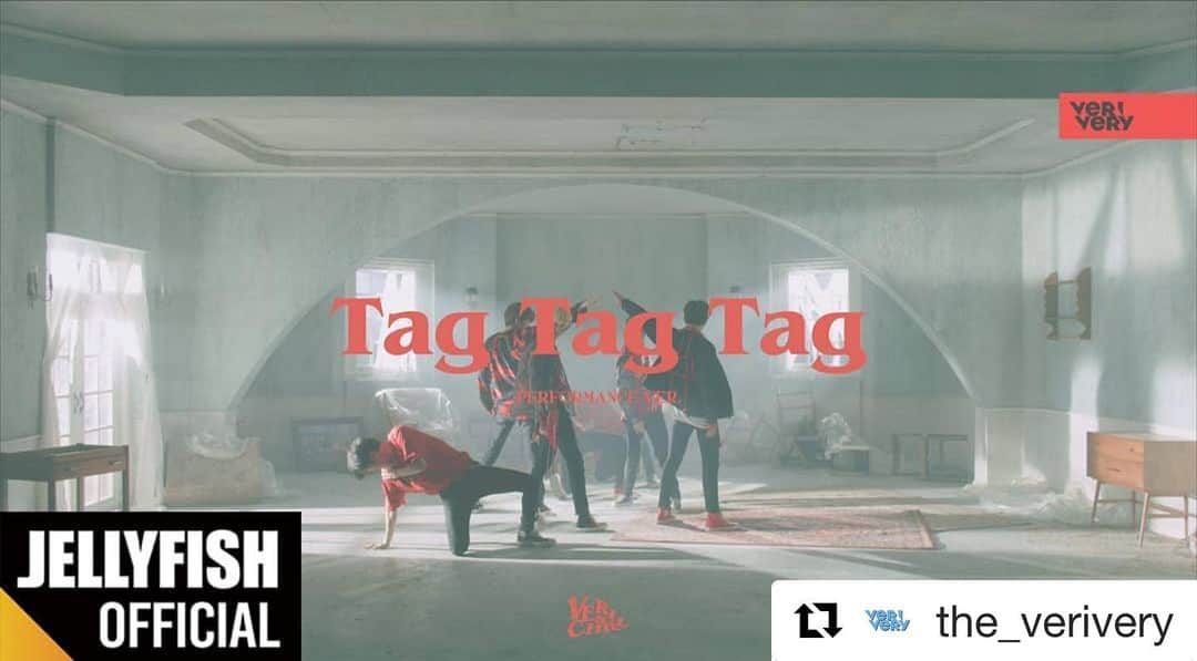 Jellyfish Entertainmentさんのインスタグラム写真 - (Jellyfish EntertainmentInstagram)「#Repost @the_verivery with @get_repost ・・・ . VERIVERY 1st SINGLE ALBUM [VERI-CHILL] . Tag Tag Tag Official M/V (Performance Ver.) . https://youtu.be/yfhnTHWtBxE https://tv.naver.com/v/9371284 . #베리베리 #VERIVERY #VRVR #VERI_CHILL #TagTagTag」8月3日 0時01分 - jellyfish_stagram