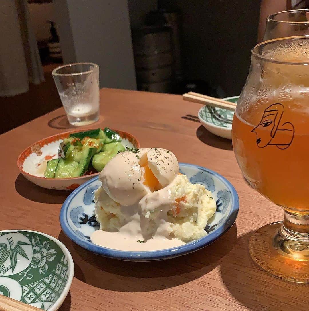 ukapiさんのインスタグラム写真 - (ukapiInstagram)「. . . 一人で流行らす。 #やっぱり京都が好きシリーズ  というタグ。 覚えてたらinstaにご飯あげてこ。 . #半地下#ポテサラ最高#京都グルメ #京都ご飯#京都ビール」8月3日 0時35分 - ukapi