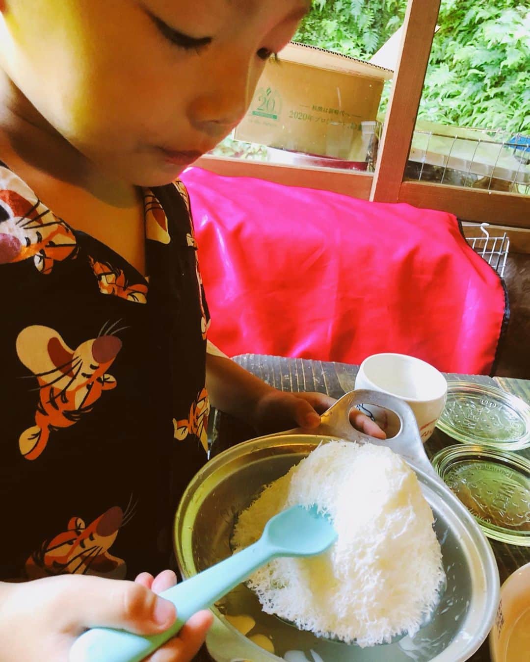 スザンヌさんのインスタグラム写真 - (スザンヌInstagram)「@kaisuishu @kaisuishu_yuka ﻿ ﻿ ぷーさんと一緒に﻿ カブトムシ捕まえに行って🙆‍♀﻿ ありがとうございます🙏️﻿ （名前はカブ太郎で決まり）﻿ かき氷🍧食べるって言う﻿ 夏休みっぽいおやすみ🌻」8月3日 16時30分 - suzanneeee1028