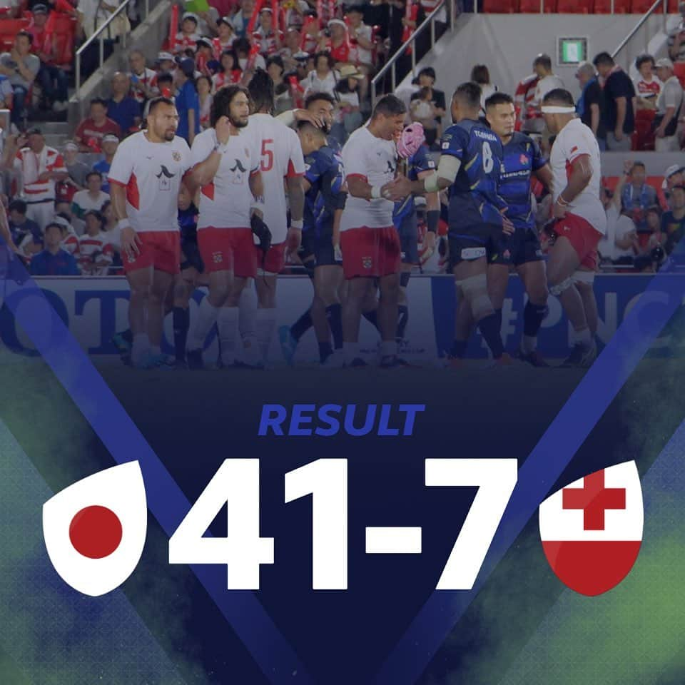 ラグビーワールドカップさんのインスタグラム写真 - (ラグビーワールドカップInstagram)「. FULL TIME!! 41🇯🇵#JPNvTGA🇹🇴7  日本代表がトンガ代表に勝利！  #RWC2019 #Rugby #Rugbygram #Sport #BRAVE #OneTeam #花園 #ラグビー #ラグビー日本代表」8月3日 22時39分 - rugbyworldcupjp