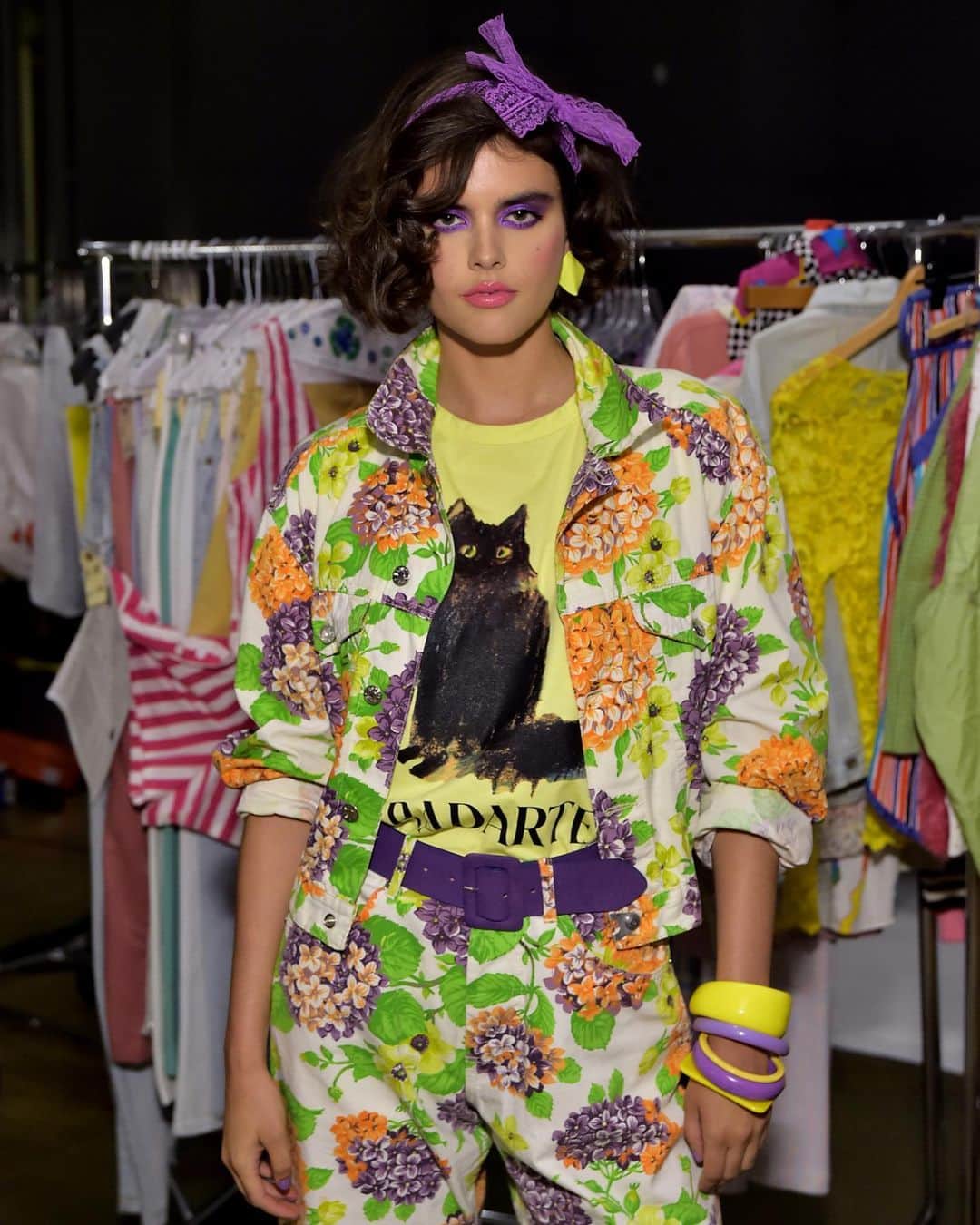Fashion Weekのインスタグラム：「80s dreaming ⚡️ Taking a peek backstage at the celebration of @MADE's latest capsule with @Rodarte featuring artwork by #MariEastman. ⁠⠀ Photo by @gettyimages」