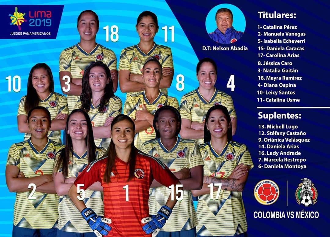 サッカー コロンビア代表チームのインスタグラム：「ESTE ES EL 11 INICIAL DE NUESTRA SELECCIÓN COLOMBIA FEMENINA DE MAYORES: 🇨🇴 vs. 🇲🇽 #JuegosPanamericanos #CorazónDeGuerreras」