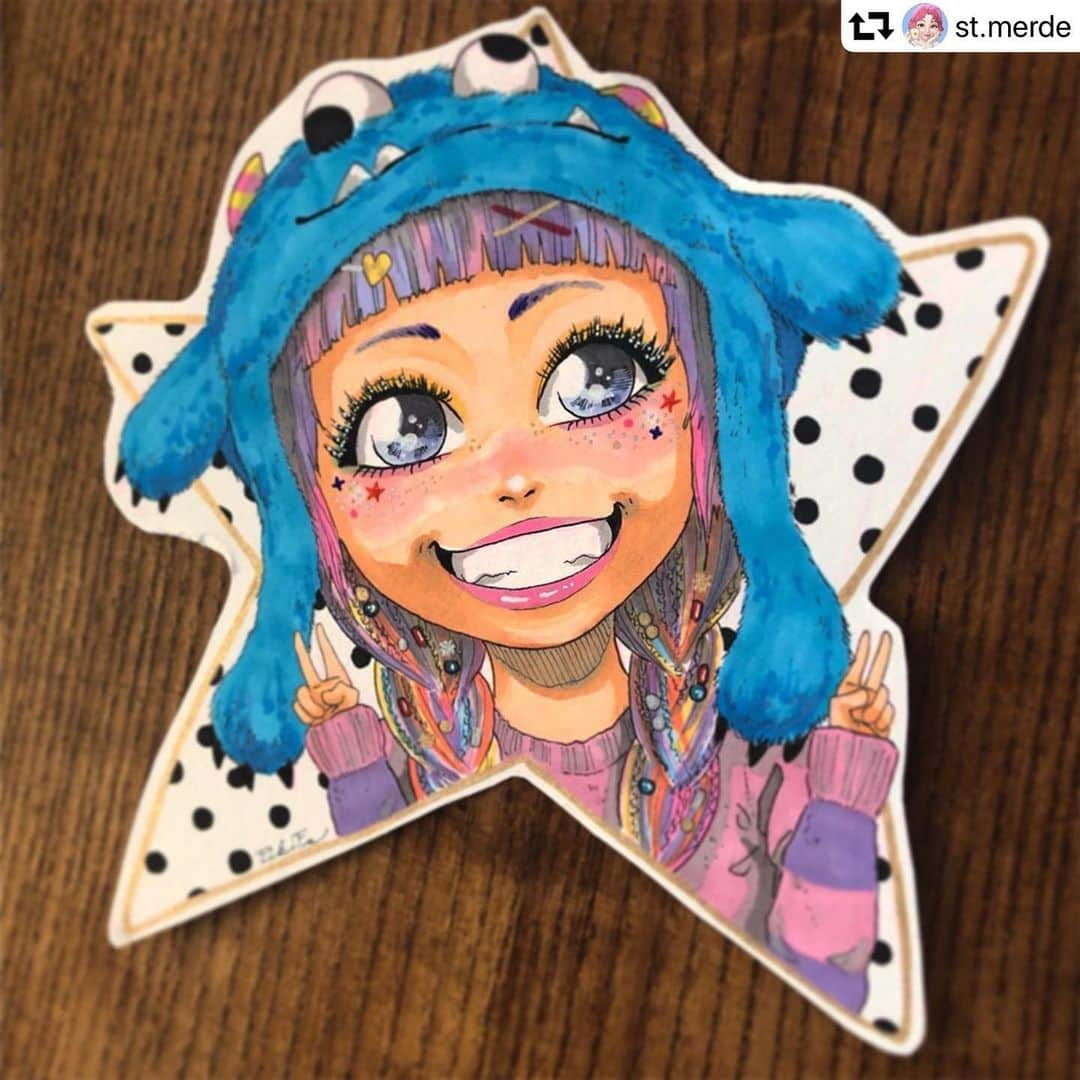 紅林大空さんのインスタグラム写真 - (紅林大空Instagram)「🐸❤️✨ #repost @st.merde ・・・ ...💜 . #anime #japanesegirl #slovakgirl #slovakart #harajukufashion #drawing #promarkers #copicmarkers #sakuramarker #pastelhair #kurebayashi # kawaii #fanart」8月3日 23時54分 - kurebayashiii