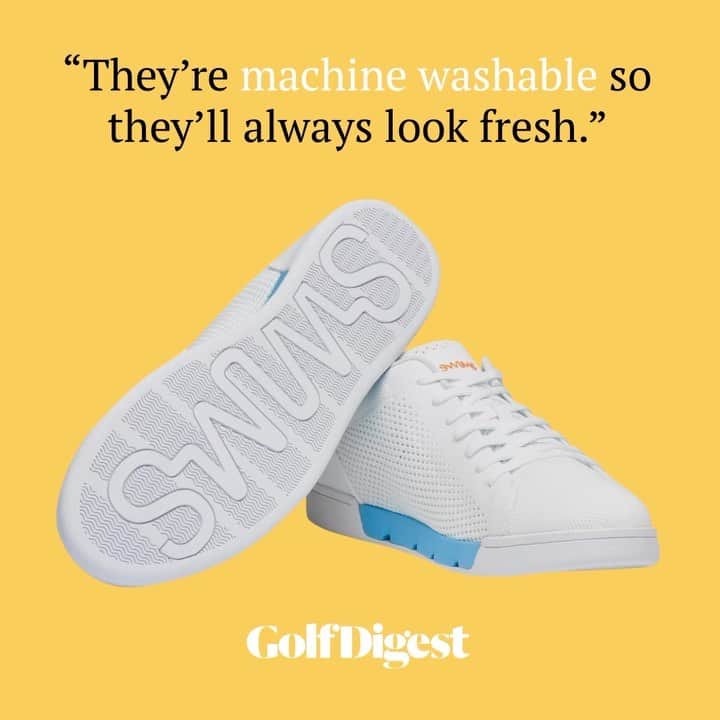 スイムズのインスタグラム：「Keeping your summer go-to sneaker fresh all season long just got easier. Tap to shop our Breeze Tennis Knit Sneaker 👟 #menswear #summer2019 #mensstyle #sneakers @golfdigest」