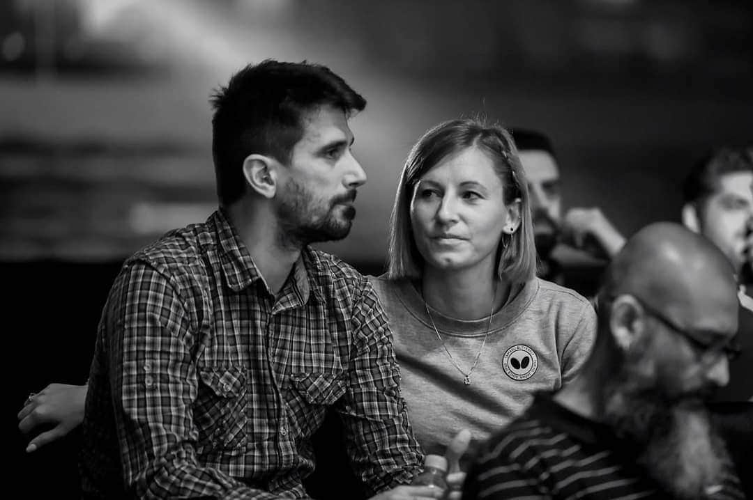 ガリア・ドボラクのインスタグラム：「When the matches are thrilling but your favourite distraction is sitting next to you 💕 @ulttabletennis @nico.canet @butterflyttofficial」