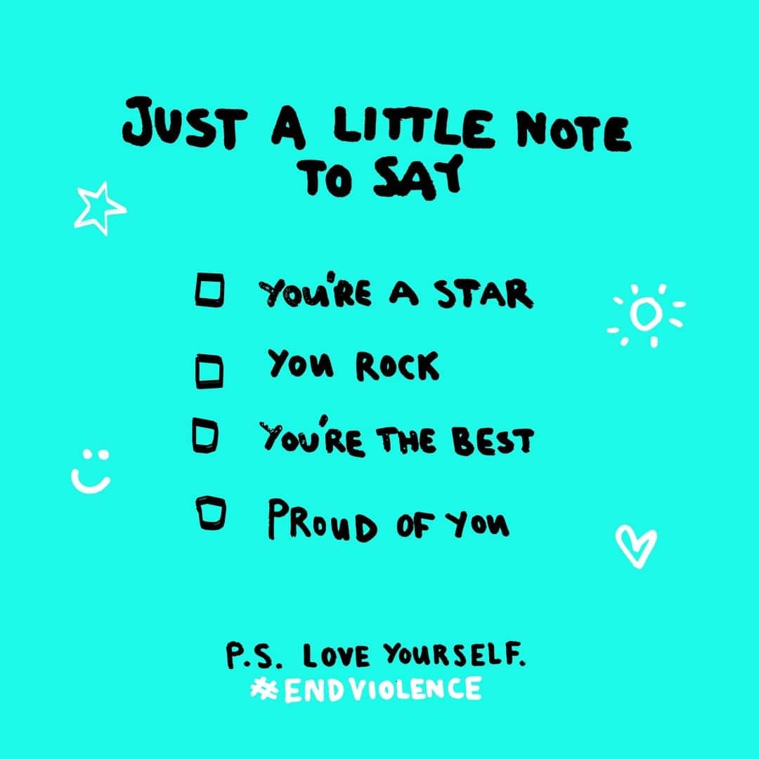 unicefさんのインスタグラム写真 - (unicefInstagram)「Kindness starts with YOU.  Join us to show that together we can stop bullying online, at school and in our communities. Take the time to be kind and leave a note to make someone's day. 💜Screenshot the template☝️, fill it in and share it with #ENDviolence.  #FriendshipDay #BTSLoveMyself」8月4日 3時45分 - unicef