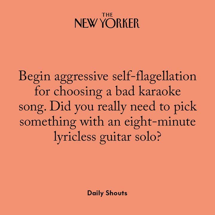 The New Yorkerさんのインスタグラム写真 - (The New YorkerInstagram)「Some ideas of things to do during the four-minute guitar solo in the middle of that song you thought you’d nail at office karaoke. Tap the link in our bio to read the full story, by @clairegfriedman.」8月4日 5時28分 - newyorkermag