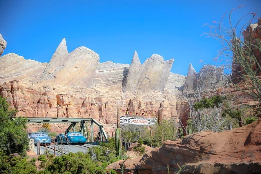 朝風れいさんのインスタグラム写真 - (朝風れいInstagram)「California Adventure🌴🎡🌴 ・ ・ 🏎🏁CARS LAND🏁🏎 ・ ・ 初めてAnaheim行った時から、大好きなアトラクション！！ RADIATOR SPRINGS✨ 物凄く広い敷地を使ったアトラクションで、屋外内の両方で、カーズの世界を素晴らしく再現！！ 何度乗っても爽快で気持ちのいいアトラクション😍 ・ ・ 昼も夜もどちらも楽しいけど、特に昼は、この綺麗な青空さえセットの一部に見えるな☀️ ・ ・ ・  #cars #carsland #radiatorsprings #66 #anaheim #california #la #losangeles #anaheimdisney #disneylandcalifornia #disneyland #magickingdom #californiaadventure #アナハイム #カリフォルニア #ディズニーランド #アナハイムディズニー #カリフォルニアアドベンチャー #ilovedisney #disneygram#disneyinsta #canon #eos5dmarkiv #eos5dmark4  #ディズニーカメラ隊」8月4日 10時35分 - rei.wd