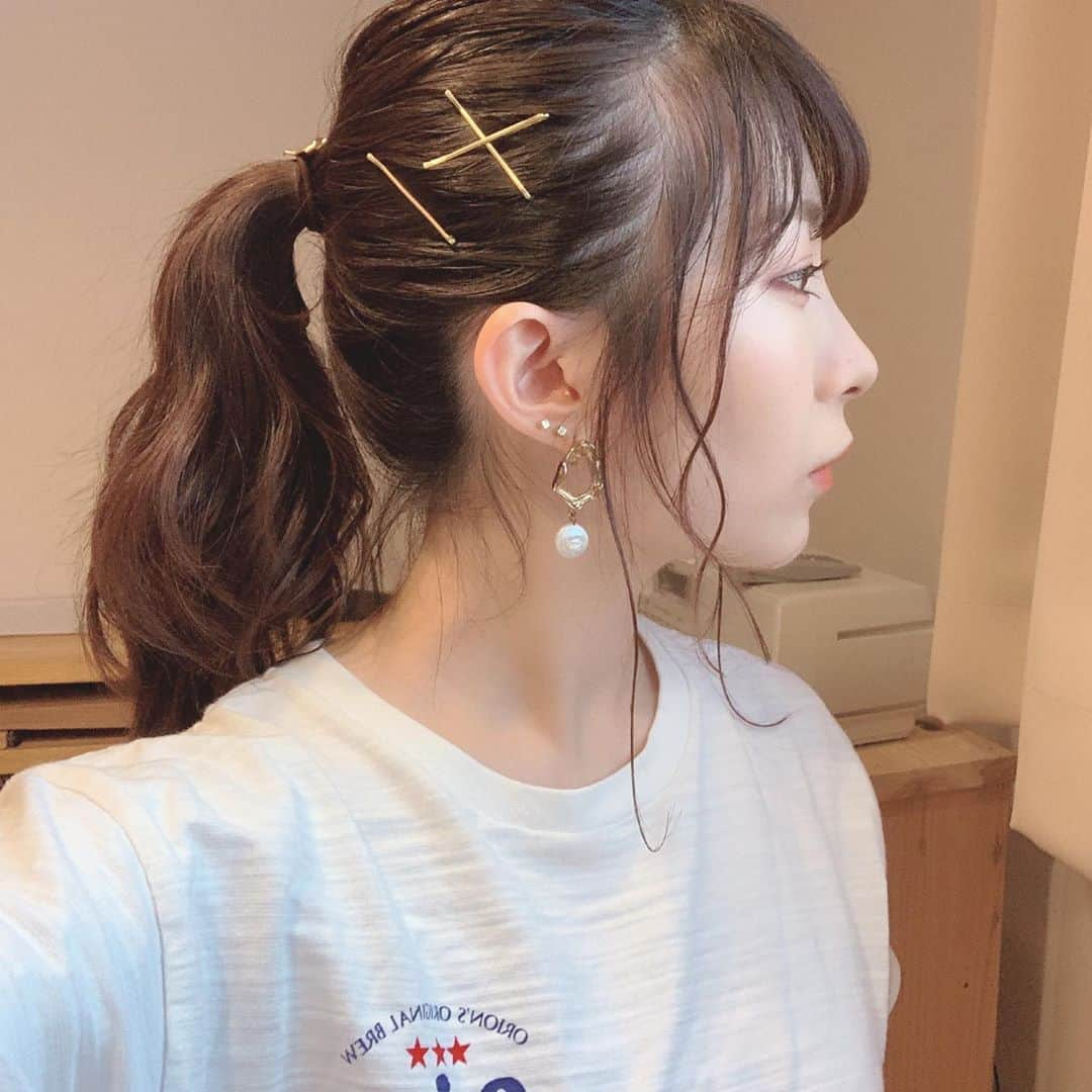 岩佐美咲さんのインスタグラム写真 - (岩佐美咲Instagram)「#ポニーテール #オリオンビール #オリオンビールtシャツ #オリオン #ヘアアレンジ #ゴールドピン #hair #hairarrange」8月4日 19時34分 - wasaminnn