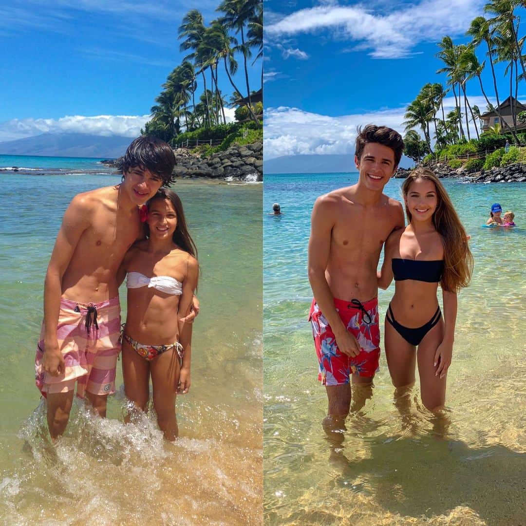 Brent Riveraさんのインスタグラム写真 - (Brent RiveraInstagram)「My sister and I recreated this picture we took in Hawaii 5 years ago..😱😂 do you like long hair or short hair!?😂」8月4日 19時41分 - brentrivera