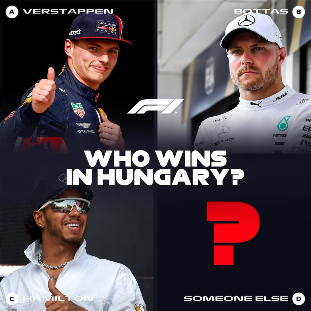 F1さんのインスタグラム写真 - (F1Instagram)「Back-to-back Max? Or...? . #HungarianGP #F1 #Formula1 #Verstappen #Bottas #LewisHamilton」8月4日 20時07分 - f1