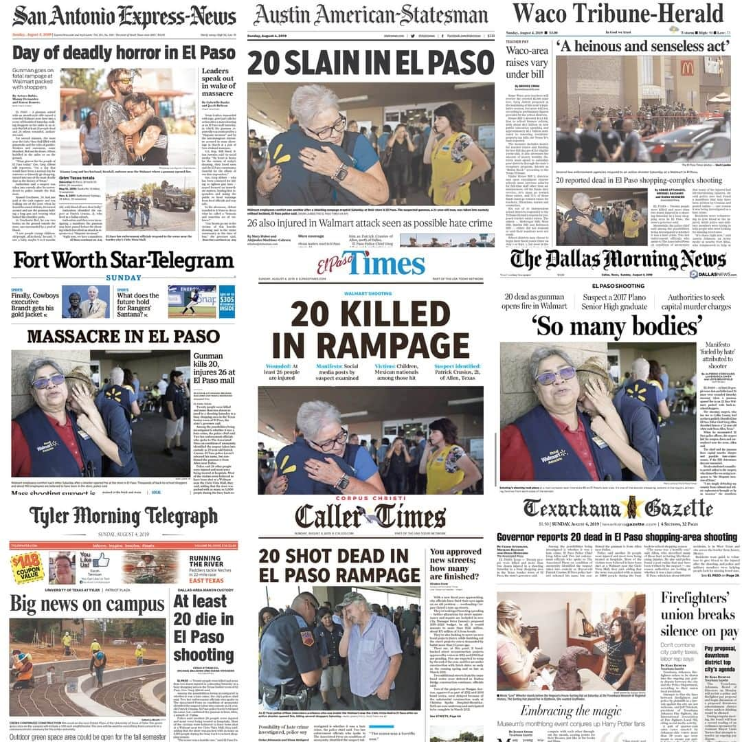 ABC Newsさんのインスタグラム写真 - (ABC NewsInstagram)「FRONT PAGE: Texas newspapers cover the deadly mass shooting in El Paso, Texas Sunday morning.  At least 20 people were killed, and dozens of others injured. #shooting #news #breakingnews #texas #elpasoshooting」8月4日 23時09分 - abcnews