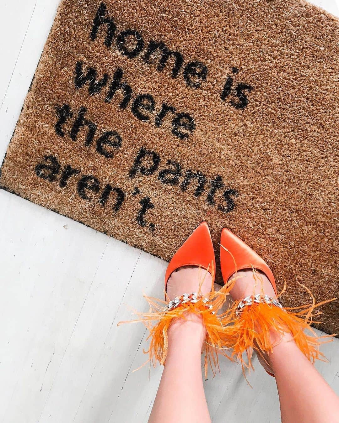 ウェンディー・グエンさんのインスタグラム写真 - (ウェンディー・グエンInstagram)「Home is where the pants aren’t and where the kitties are 😜 Swipe to see the full glory of these shoes 🧡」8月5日 10時32分 - wendyslookbook