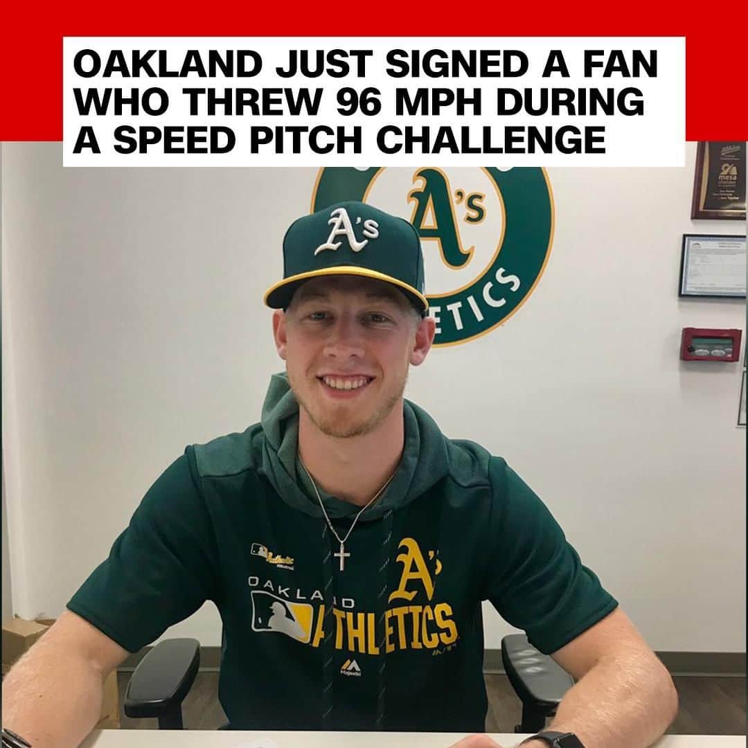 CNNさんのインスタグラム写真 - (CNNInstagram)「Nathan Patterson was just another baseball fan two weeks ago, when his 96 mph fastball at a speed-pitch challenge at a Colorado Rockies game piqued the interest of some MLB officials ⚾On Thursday, the 23-year-old, who played baseball in high school, signed a contract with the Oakland A’s. “It’s been a roller coaster to get here with many challenges and overcoming adversity,” Patterson wrote in an Instagram caption. (📸: Christian Patterson)」8月5日 4時40分 - cnn