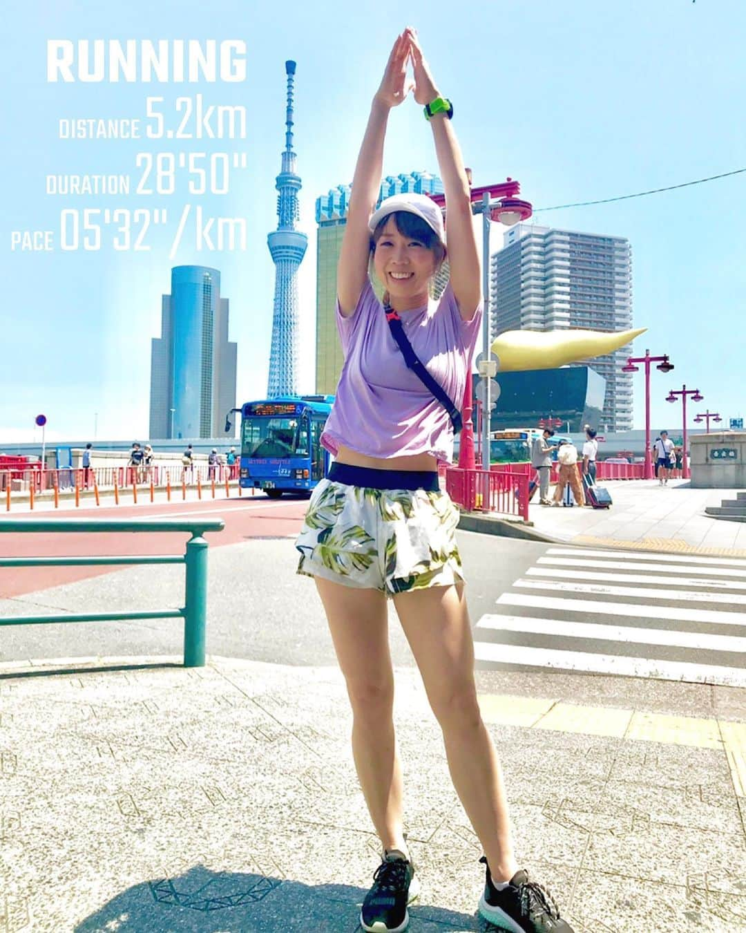 中橋舞さんのインスタグラム写真 - (中橋舞Instagram)「. はい、スカイツリー⭐️ . . 5km、このペースでも暑くてゼーハー🥵 . . #まいrun #おのぼりさん #run #ランジョ #ランニング女子  #running #ランニング #東京ヲ走る #ダイエット #diet #食べたら走る #puma #ignitetokyo #sloli #craftsport #スタフラタイペイ  #スターフライヤー #夏休み」8月5日 19時51分 - mai_nakahashi