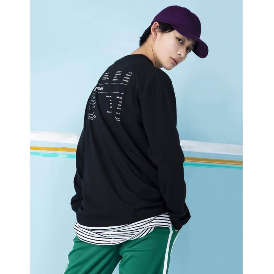 のインスタグラム：「✔︎variety print long t-shirt ¥1,999+tax ✔︎side slit long tank top ¥1,590+tax ✔︎line skinny pants ¥2,990+tax ✔︎twill low cap(Kappa) ¥1,990+tax  @fumiya_0_3_1_2  #wego#wegomagazine#wegotee#summerfashion#street」