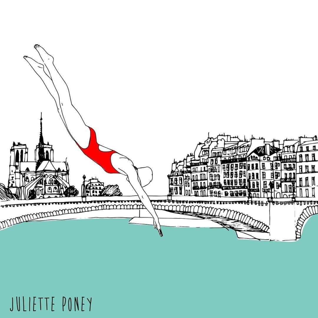 My Little Parisさんのインスタグラム写真 - (My Little ParisInstagram)「La tête la première dans la semaine. 🇬🇧 : Diving into the week. ( © 📸 @julietteponey_illustrations)」8月5日 15時01分 - mylittleparis