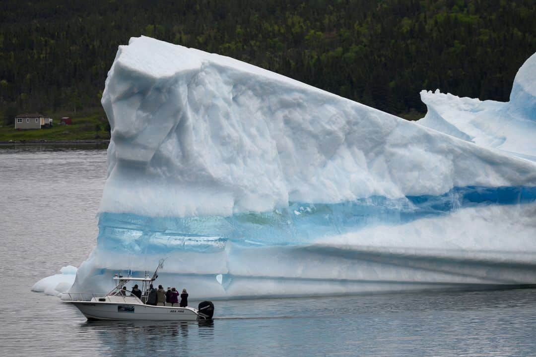 AFP通信さんのインスタグラム写真 - (AFP通信Instagram)「AFP Photo 📷 @johaynz - 'Iceberg Corridor' sparks tourist boom on Canada's east coast - . At dusk, tourists marvel at the sensational collapse of an iceberg at the end of its long journey from Greenland to Canada's east coast, which now has a front row seat to the melting of the Arctic's ice. . While the rest of the world nervously eyes the impact of global warming, the calving of Greenland's glaciers -- the breaking off of ice chunks from its edge -- has breathed new life into the remote coastal villages of Newfoundland and Labrador. . Once a hub of cod fishing, the province now plays host to hordes of amateur photographers and tourists hoping to capture the epic ice melt for posterity. As winter ends, iceberg spotting begins. . "It keeps getting better every year," says Barry Strickland, a 58-year-old former fisherman who now takes tourists in his small boat around King's Point in the north of the province. . "We've got 135, 140 tour buses with older people coming into the town every season so it's great for the economy." . For the past four years, Strickland has taken visitors to bear witness to the death throes of these ice giants, which can measure dozens of meters in height and weigh hundreds of thousands of tons. . Winds and ocean currents bring the icebergs from northwest Greenland, thousands of kilometers (miles) away, to Canada's shores. . In a matter of weeks, ice frozen for thousands of years can quickly melt into the ocean. . #Canada #environment #climate #climatechange #iceberg #icebergs #BonavistaBay」8月5日 15時14分 - afpphoto