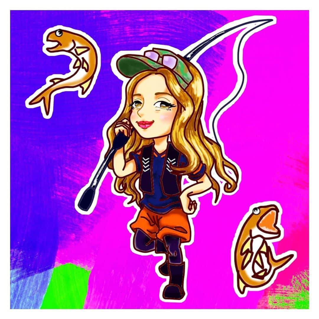のインスタグラム：「. . 釣り仲間の @shiro.sai ちゃんが イラスト描いてくれた💚 . さらにパワーアップするらしくて 完成が楽しみすぎる👀🎉 . #DAIWA #DJNANA #釣りガール #サイドを飾るのは因縁のエソ #因縁のエソとシイラとハンマーヘッドシャーク #タイラバで私だけ良型エソ #シイラに奪われる今日イチサイズのイサキング #巨大ブリと思いきやメーターハンマーヘッドトラップ」