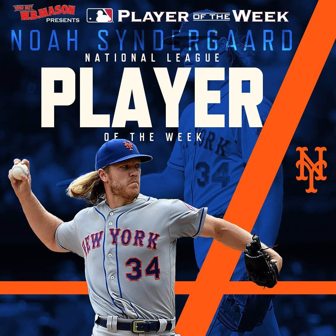 ニューヨーク・メッツさんのインスタグラム写真 - (ニューヨーク・メッツInstagram)「Lay down the hammer! @nsyndergaard has been named NL Player of the Week. ⚡️⚡️⚡️ #LGM #Mets」8月6日 4時37分 - mets