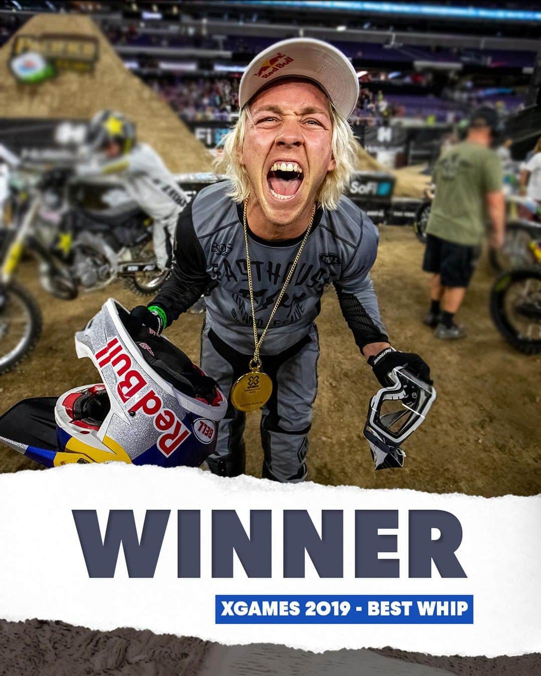 レッドブルのインスタグラム：「ICYMI our athletes crushed it at X Games this weekend 👏👏 Congrats to our Gold Medal Winners 🥇@tylerbereman & @reynoldsfiend  #bike #xgames #mx #bestwhip #bmx #redbull #givesyouwings」