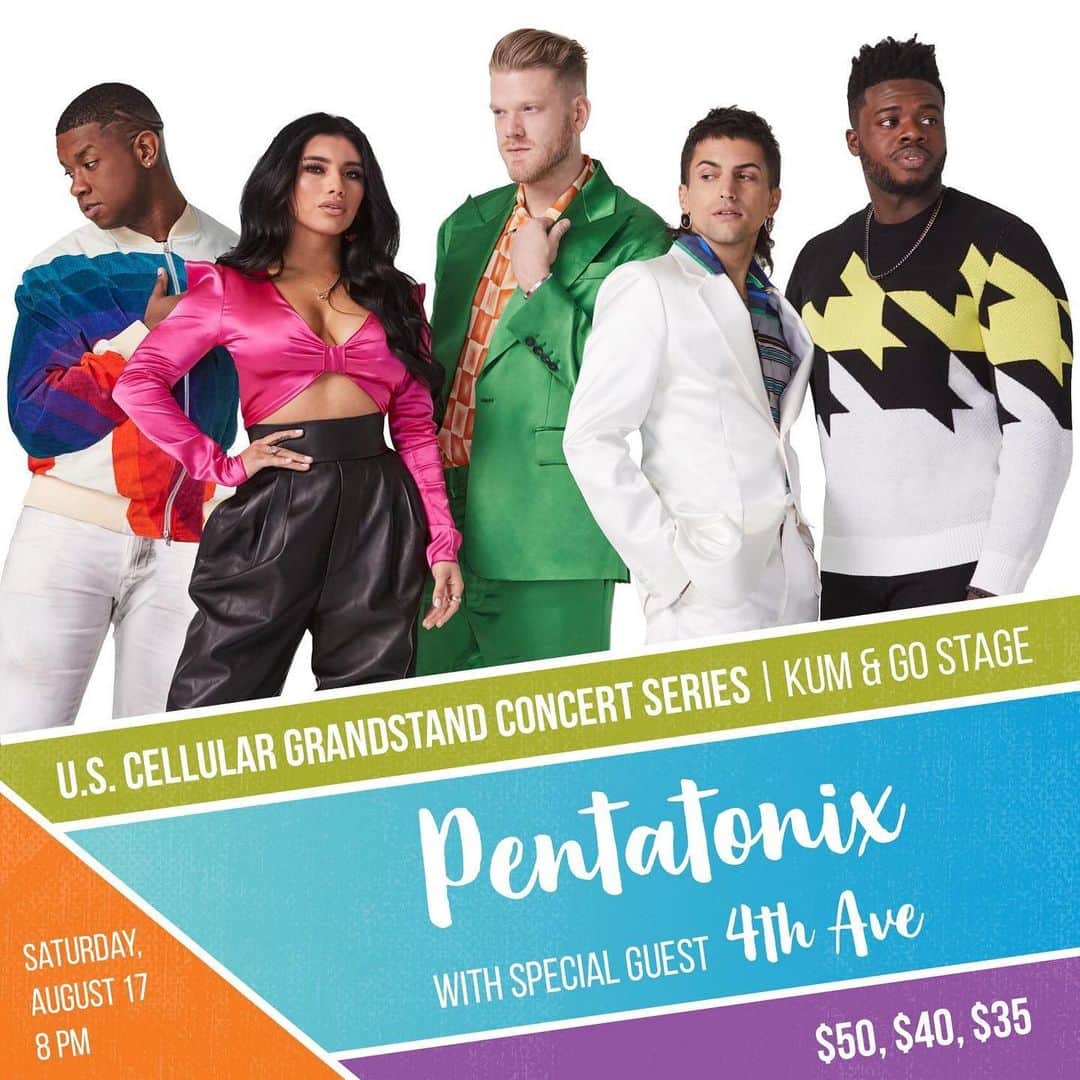 ペンタトニックスさんのインスタグラム写真 - (ペンタトニックスInstagram)「#PTXTheWorldTour is heading to the ⁦‪@IowaStateFair‬⁩ later this month on August 17th, and for one night only the INCREDIBLE @4thavemusic ‬⁩ will be opening for us! It's going to be one AMAZING NIGHT! Get your tickets now at ptxofficial.com/tour.」8月6日 5時35分 - ptxofficial