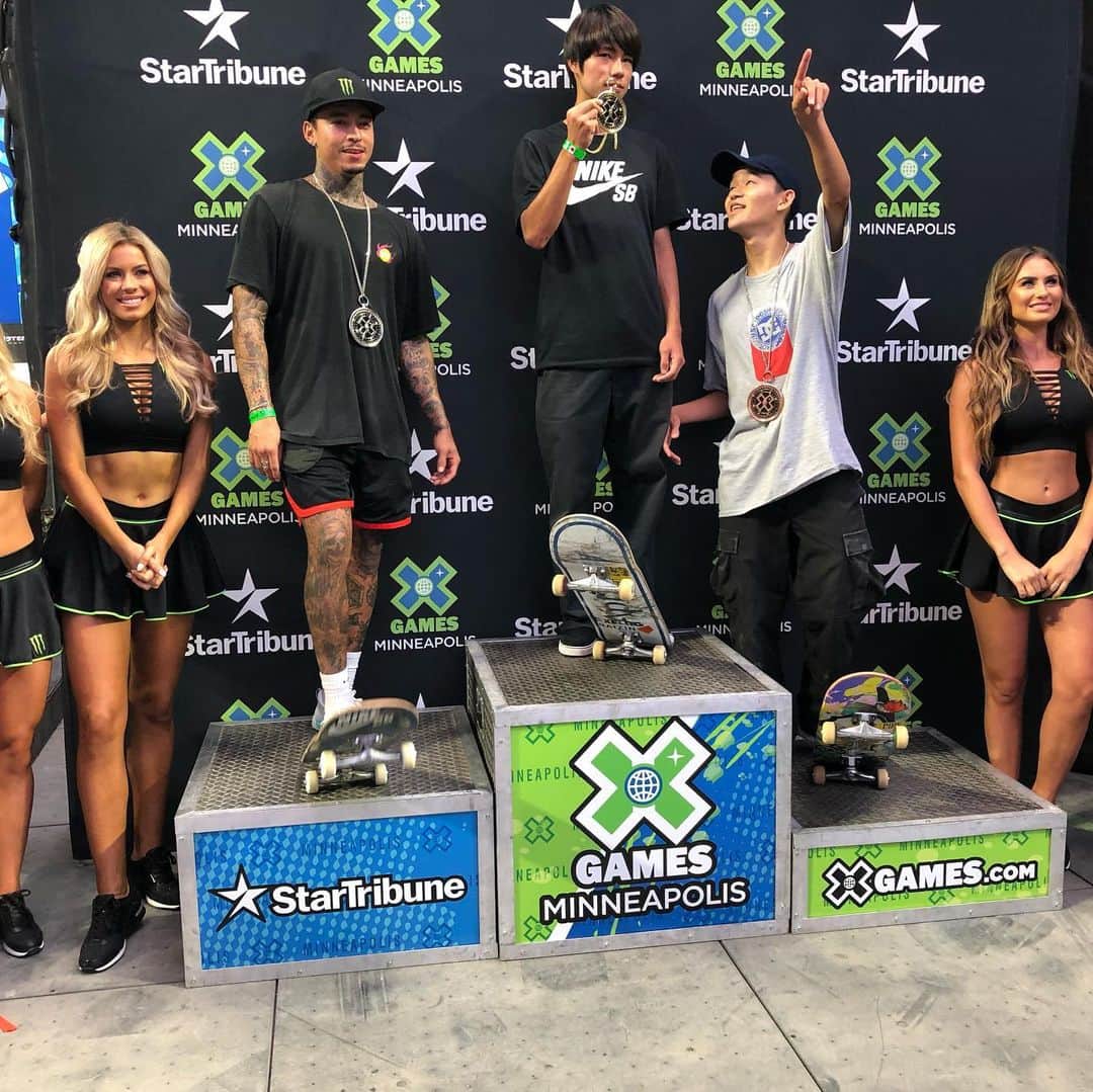 白井空良のインスタグラム：「Thank you @xgames 🇺🇸 Congratulations @yutohorigome 🙏🙏🙏」