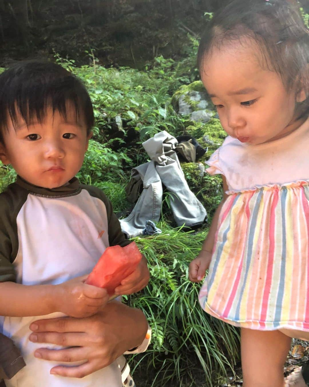 佐藤飛鳥さんのインスタグラム写真 - (佐藤飛鳥Instagram)「ガツガツ女子と、優男くん #双子の関係#力はPの方が強いよ#スイカを狙って横取りするまでの図#最後は根こそぎ取られて泣いたP#双子ママ#双子育児#双子育児記録#ずっと仲良しでいてほしいものだ#ツインズ#ツインズママ#二卵性#二卵性双子#二卵性双生児#男女双子#ミックスツインズ」8月5日 21時41分 - s_asuka1278