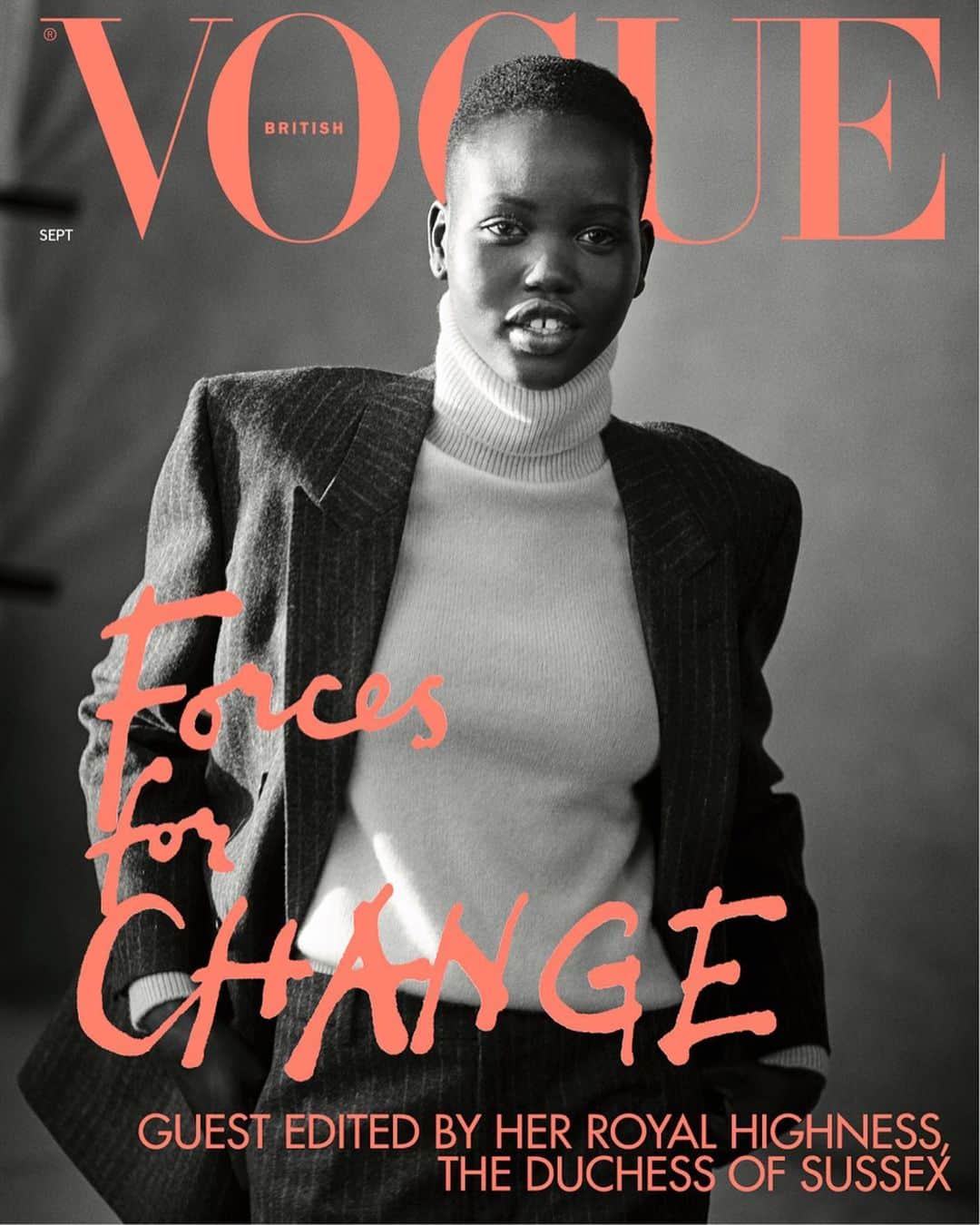 British Vogueさんのインスタグラム写真 - (British VogueInstagram)「@AdutAkech is one of 15 inspiring women to cover the September 2019 issue of #BritishVogue. Discover the full #ForcesForChange story in the new issue, on newsstands now, and click the link in bio to read about how the South Sudanese-Australian model wants to convert her personal success story into a parable for refugees.  #AdutAkech wears a jacket, polo neck and trousers, all from @Celine by Hedi Slimane.  Photographed by @TheRealPeterLindbergh, fashion editor @TheRealGraceCoddington, with hair by @BartPumpkin, make-up by @Diane.Kendal and nails by @YukoTsuchihashi.  Video: Directed and edited by @Kloss_Films. B-footage by @PhilipDanielDucasse.」8月5日 22時14分 - britishvogue