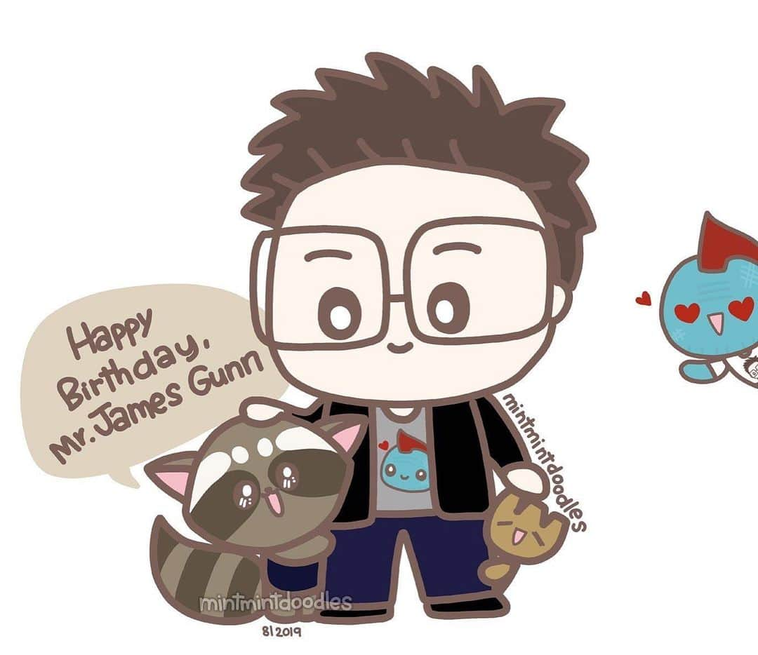 ジェームズ・ガンさんのインスタグラム写真 - (ジェームズ・ガンInstagram)「Thanks for all the birthday wishes, friends. You all are great. ❤️ (Art by the incomparable @mintmintdoodles).」8月5日 22時38分 - jamesgunn