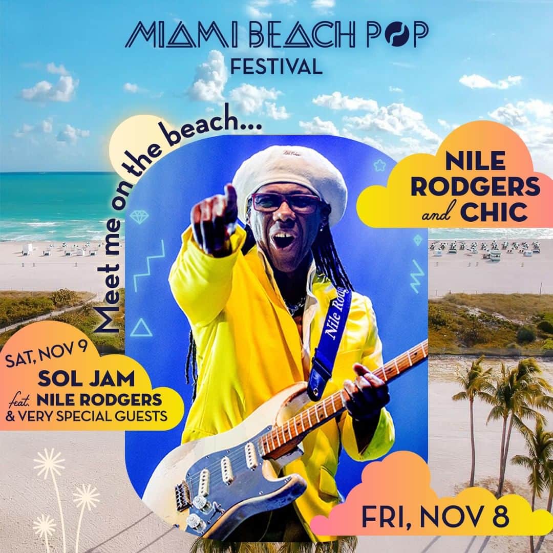 ナイル・ロジャースさんのインスタグラム写真 - (ナイル・ロジャースInstagram)「Meet me on the sands of #SouthBeach on FRIDAY, #Nov8 at @MiamiBeachPop Festival! Single day presale tickets for FRIDAY are available now http://bit.ly/2MEId1d #LinkInBio.  See you on the beach! 🏝」8月6日 1時01分 - nilerodgers