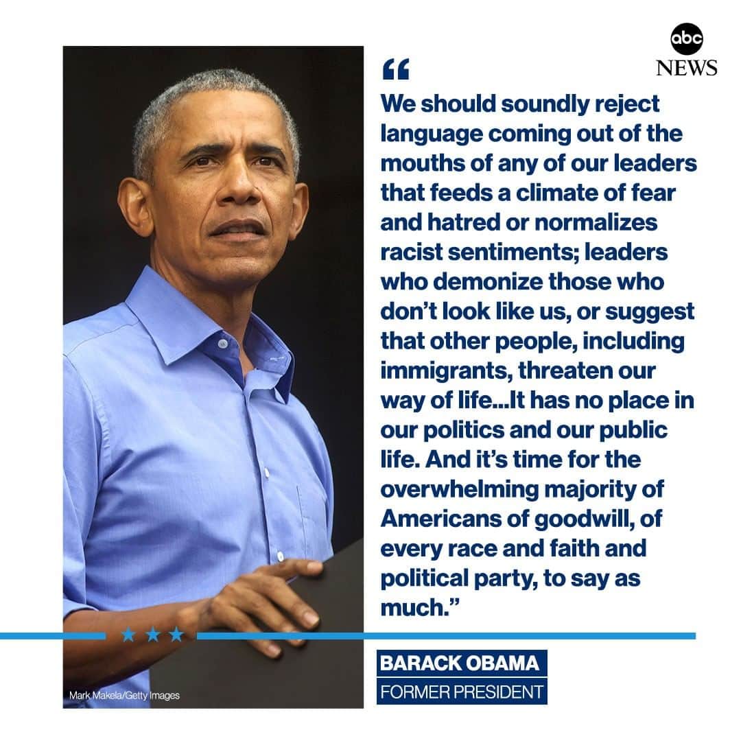 ABC Newsさんのインスタグラム写真 - (ABC NewsInstagram)「JUST IN: Former Pres. Barack Obama: "We should soundly reject language coming out of the mouths of any of our leaders that feeds a climate of fear and hatred or normalizes racist sentiments." #barackobama #gunviolence #elpaso #dayton #politics」8月6日 4時17分 - abcnews