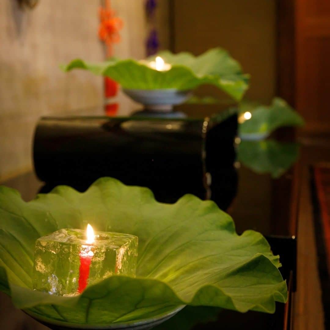 菊水楼公式アカウントさんのインスタグラム写真 - (菊水楼公式アカウントInstagram)「Special display for Obon//Entrance Ice candle holder placed on summer lotus leaf.  Also, Nara To-kae "燈花会" has started at Nara National Park. Tens of thousands of candles will be lit up on the historical land including Todai-ji Temple and  Kasuga-taisha Shrine. ＊ お盆の特別なお飾り//玄関 氷と蓮の葉が涼やかな、期間限定の夏の灯りです。幻想的な奈良公園一帯で開催の燈花会へもお越しください。 ＊ @osaka_laviephotography @the_kikusuiro_narapark #japan#nara#kikusuiro#narapark#naradeerpark#trip#travel#narajapan#お顔合わせ#奈良#ならまち#菊水楼#奈良グルメ#燈花会#奈良公園」8月6日 14時59分 - kikusuiro_japan_nara