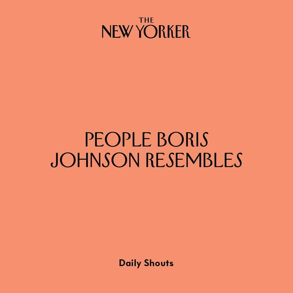 The New Yorkerさんのインスタグラム写真 - (The New YorkerInstagram)「@frynaomifry attempts to answer a question she often finds herself asking: Who does Boris Johnson remind her of, exactly? Tap the link in our bio for more doppelgängers.」8月6日 7時55分 - newyorkermag