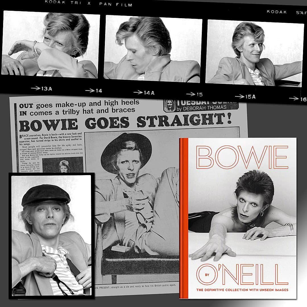 デヴィッド・ボウイさんのインスタグラム写真 - (デヴィッド・ボウイInstagram)「BOWIE BY O’NEILL RETAIL EDITION DUE THURSDAY “Yes, I’ve read the morning papers ...” The long-awaited retail edition of Bowie by O'Neill: The definitive collection with unseen images by Terry O'Neill is published this Thursday, 8th August.  With more than 500 photographs including contact sheets published here for the first time and an introduction from Terry discussing in detail his experiences of working with David, this is the ultimate portrait of an inspiring, challenging and ever-changing artist. O’Neill had a close working relationship with David Bowie, including photographing the iconic “Jumping Dog” image used for the promotion of Diamond Dogs.  David once said: “The great thing about Terry was that I was always guaranteed a centrespread in the papers after a photo session with him.” A picture from the particular session illustrated here was first published in the Daily Mirror in January 1975. For UK  fans at least, these spreads were always a very welcome first glimpse of a new Bowie look.  Terry O’Neill said: “When I first started to collect all my images and contact sheets of David Bowie, I didn’t realize how many I had! That first phone call I received to work with Bowie resulted in a real partnership between us; I was lucky enough to get that call and smart enough to say yes. He was a one-of-a kind, always changing and a true genius. It gives me great pleasure to be able to share with the world the images I captured and my memories of working with this extraordinary artist. He has the most loyal fans I’ve ever come across and I truly hope this book brings them a lot of joy.” The Iconic Images store is offering just 300 copies of Bowie by O’Neill signed by Terry: http://smarturl.it/BowieONeillSigned19 (Temp link on main page) @terryoneillofficial @iconicimagesnet  #BOWIEbyONEILL」8月6日 10時31分 - davidbowie