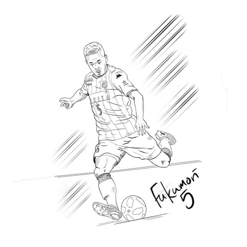 のインスタグラム：「...............﻿ ﻿ 5 DF 福森晃斗 ﻿ Fukumori Akito﻿ @akito.f ﻿ ﻿ ﻿ イラストは﻿ ジェイ選手通訳 ハリーさん ﻿ @harry_smfcjpn ﻿ ﻿ #Jリーグ　#JLEAGUE﻿ #football #soccer﻿ #supporter #サポーター﻿ #soccerphotography﻿ #soccertime﻿ #北海道　#HOKKAIDO﻿ #札幌　#SAPPORO」