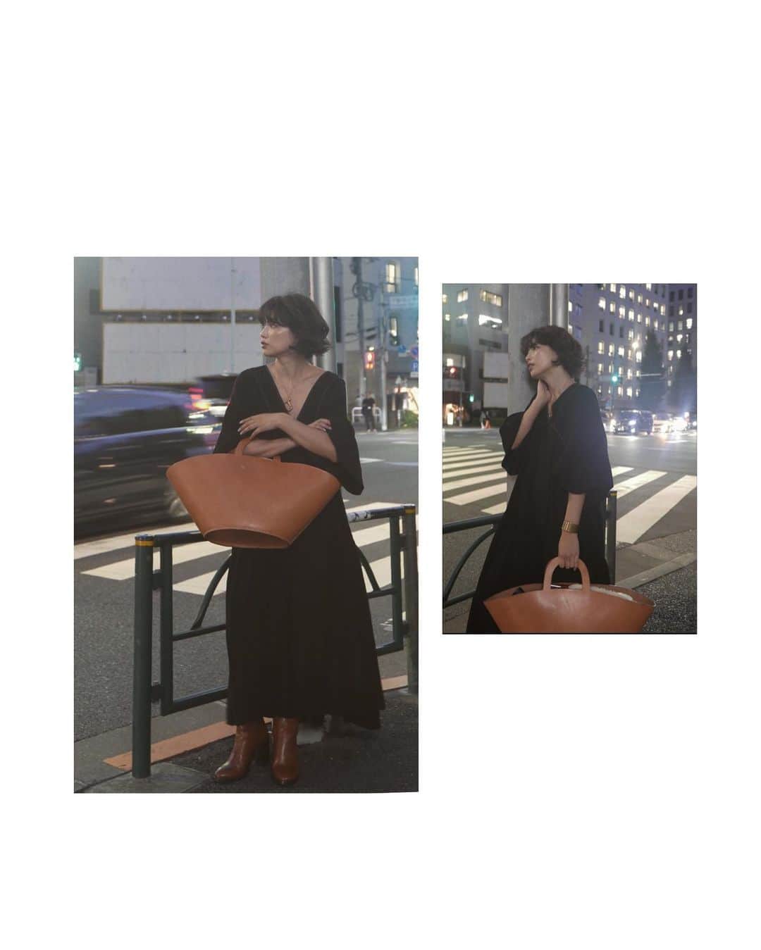 JUNNAのインスタグラム：「写真で着ているドレスは 大阪のプレオーダーパーティーの日に着ていたもの。 プレオーダーで1番人気だったリネンドレス。  涼しくなったらブーツ合わせもステキ...🍂 ・ ・ ・ dress/ #リネンボリュームマキシドレス BLACK  8/8発売 bag/ @laurenmanoogian necklace/ @oldceline  bangle/ @archi_insta ・ ・ ・ @etretokyo "WINTER PRE ORDER VOL.1" - 開催期間 - 8/8(木) 12:00 - 8/14(水)23:59  #etretokyo #junna👠  #2019ETREaw」
