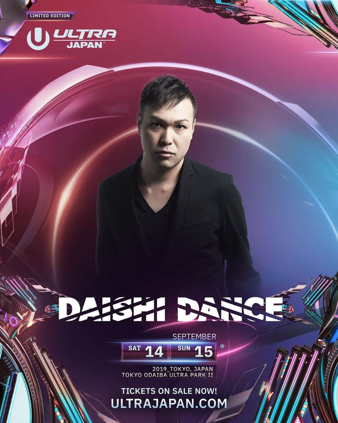 のインスタグラム：「9.14.SAT @ultrajapan 🇯🇵 #ULTRAJAPAN #ULTRAJAPAN2019 お久しぶりにULTRA出演します。  土曜日ULTRA PARK STAGE 全国から大集合お待ちしてます よろしくお願いします‼︎ ※出演時間また追記します。」