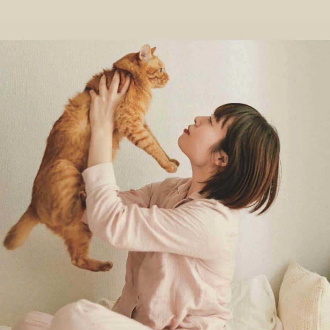 まつだみらいさんのインスタグラム写真 - (まつだみらいInstagram)「寝る前のあれこれ撮影取材して頂いております。 大好きな @salonbypj にて🍑 このマシュマロガーゼのパジャマ、めちゃくちゃ気持ち良いんだ〜☺️🐈 誌面にはまさかのマドのソロ写真もあるので是非見てね！#madeleinecat」8月31日 18時30分 - mira0911