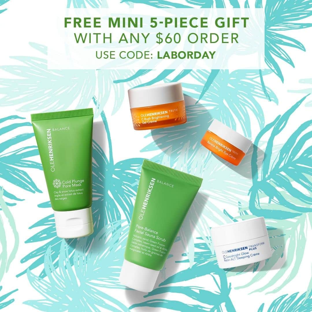 ウラヘンリクセンさんのインスタグラム写真 - (ウラヘンリクセンInstagram)「We have a special #labordayweekend deal on OleHenriksen.com 🤩 Receive a FREE mini 5-piece set with any $60 order! This set includes a mini: Cold Plunge Pore Mask, Pore-Balance Facial Sauna Scrub, C-Rush Brightening Gel Crème, Banana Bright Eye Crème AND Goodnight Glow Retin-ALT Sleeping Crème. Who else is taking advantage of this deal? - Use code LABORDAY at checkout ✨」9月1日 5時00分 - olehenriksen